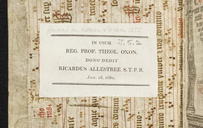 ChCh Allestree J.5.2 front flyleaf verso